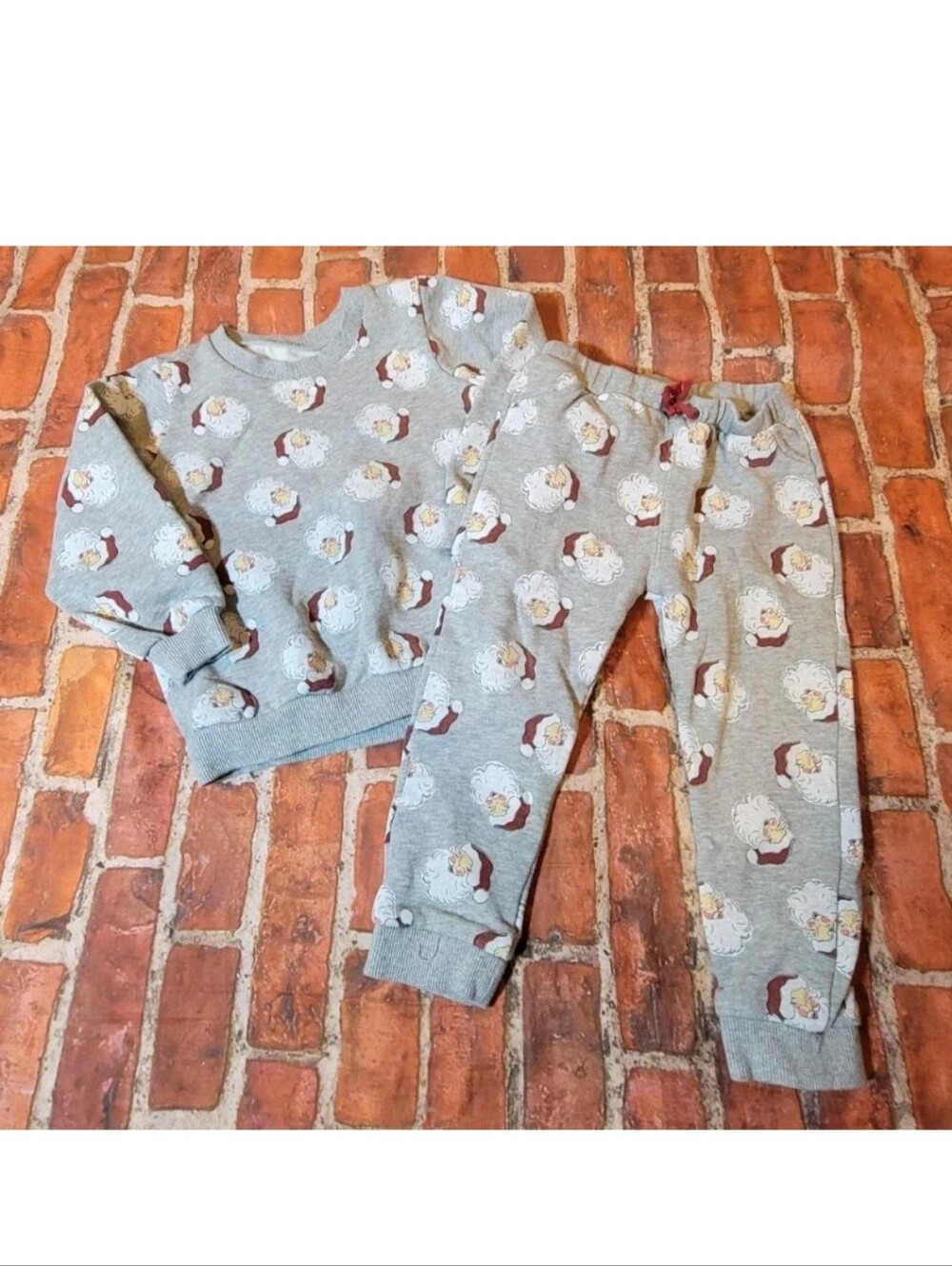 Mud Pie  Santa Print Sweatshirt Pants Set Sz Med (2T-3T) Holiday Christmas 2t 3t